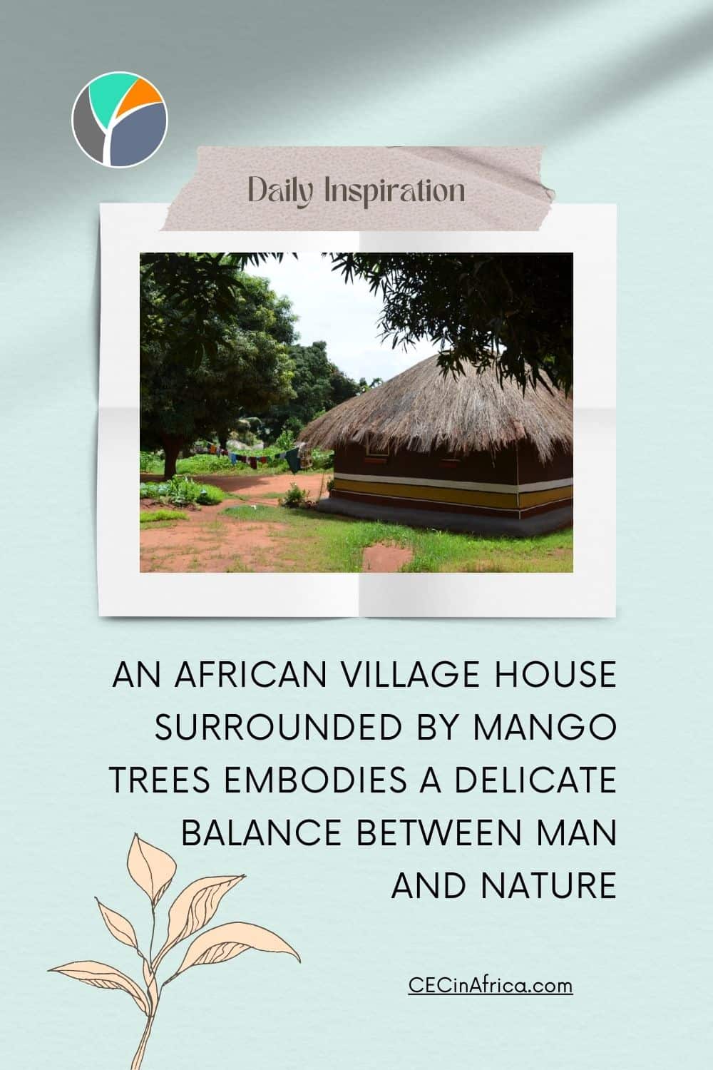 African village house and mango trees