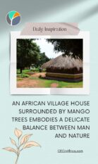 African village house and mango trees