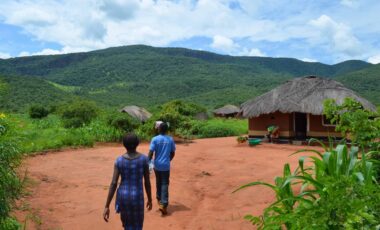 Guiding through an African village