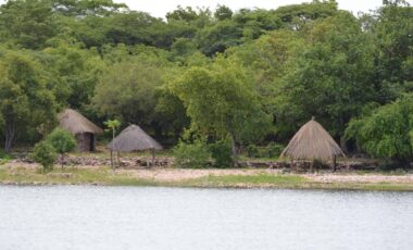 Shelters on the shores of Lake Tanganyika